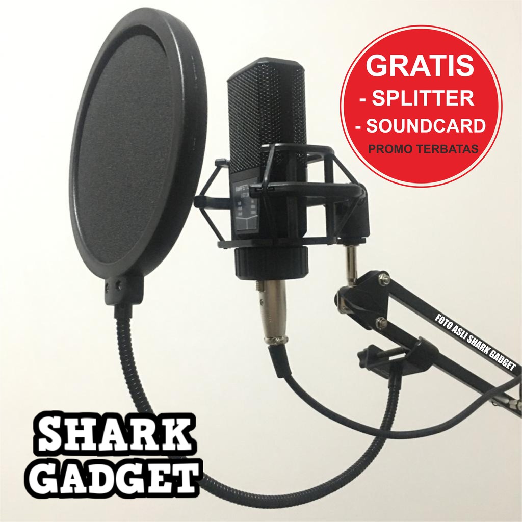 PAKET Microphone Mic GMark LGT240 LGT 240 Pop Filter Stand Microphone Mikrofon Condenser Rekaman
