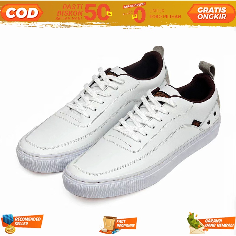 Sneaker Putih Casual Pria Exclusive BMX Kets Kulit Sapi Asli 100% Skate Board Street Style Original 
