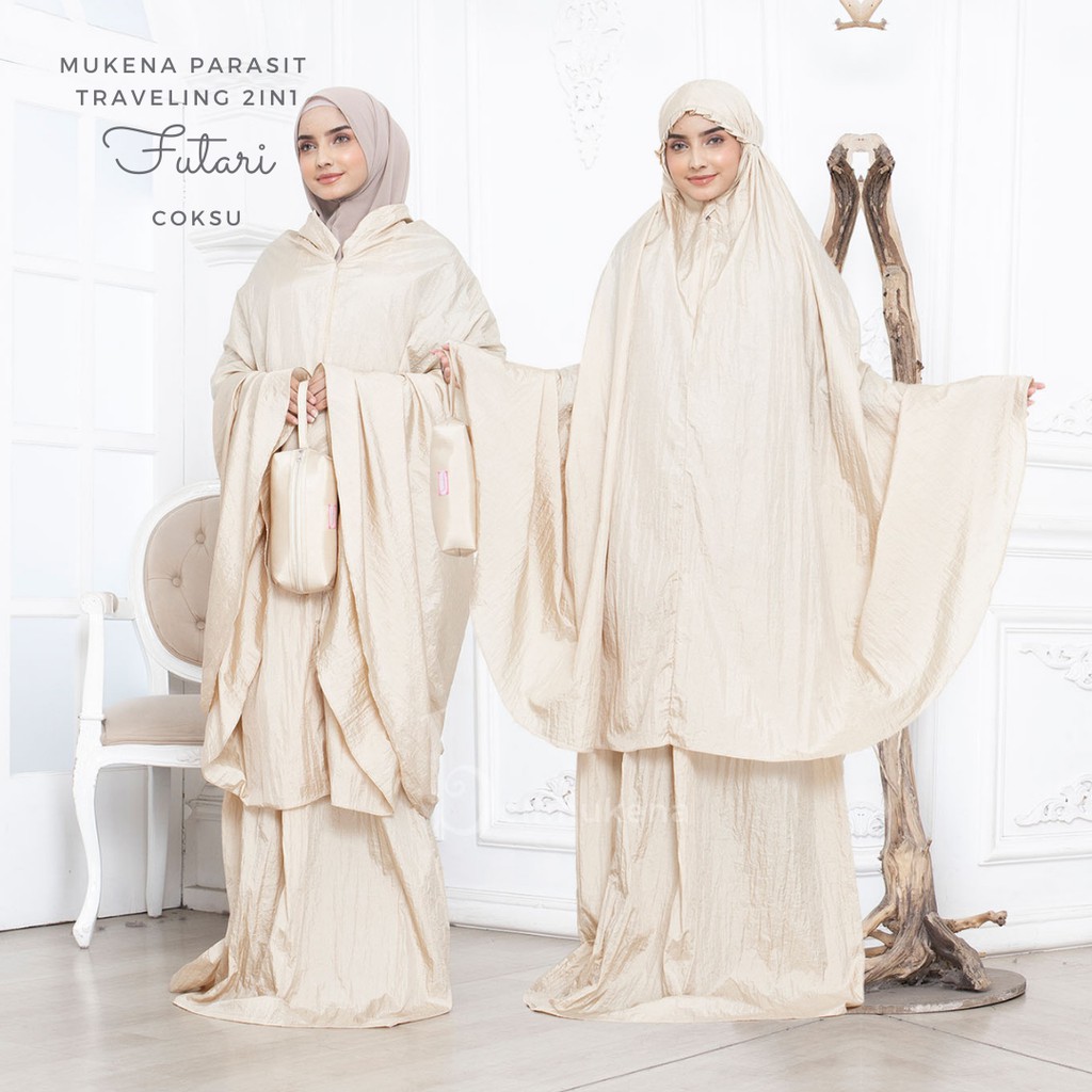 Mukena Dewasa Parasit Polos Premium Traveling 2in1 Futari