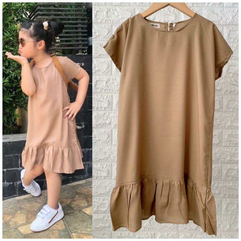 Dress Anak Rayon Rafel Polos Dress Anak Murah Size 2,4,6,8,10 Tahun