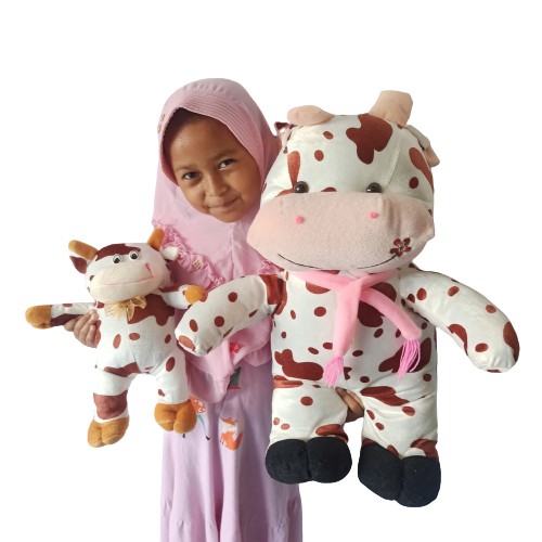 boneka sapi berdiri XL beli 1 gratis 1 boneka sapi kecil