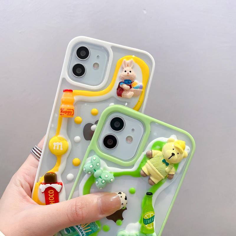 Soft Case Hp Gambar Kartun 3D Handmade Untuk iPhone 13 / 12 / 11promax / X / XS MAX / XR / SE / 2022 2020 / 7 / 8plus