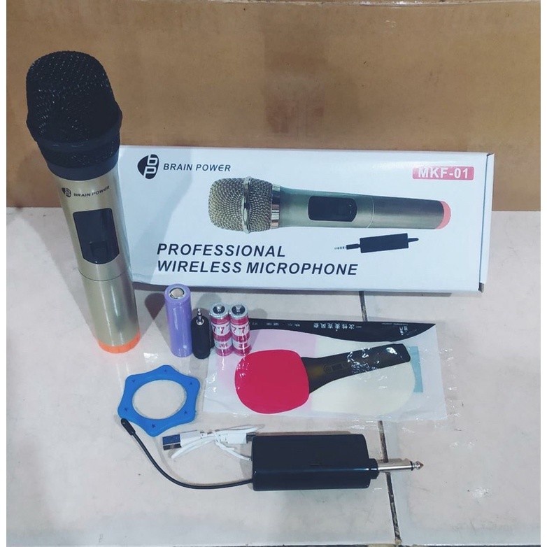 PROMO ~Mic Profesional Wireless Microphone mic tanpa kabel brain power mkf 01 ~ Bisa COD | FMS