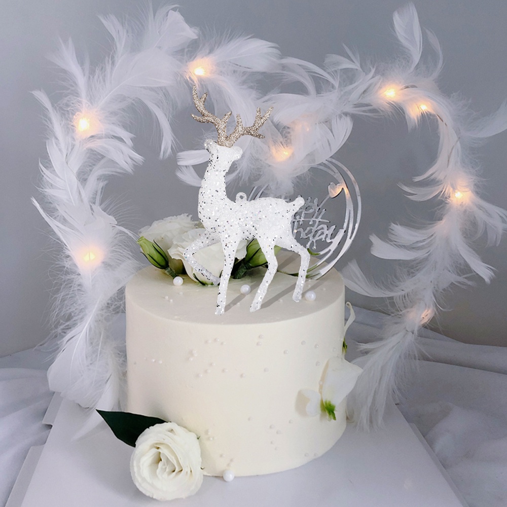 Hot Sale/Dekorasi Rusa Kristal Imitasi Natal/Hiasan Kue Anak Rusa Salju Putih/Merry Christmas Elk Cake Decor Home Untuk Home Festival Party Wedding Masa Kini