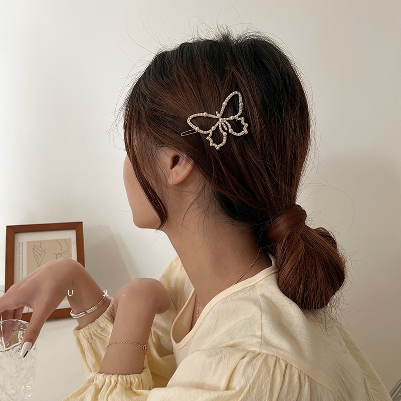 Mutiara Kupu-Kupu Jepit Rambut Lady Temperamen Lucu glitter Poni Klip Hiasan Rambut Korea