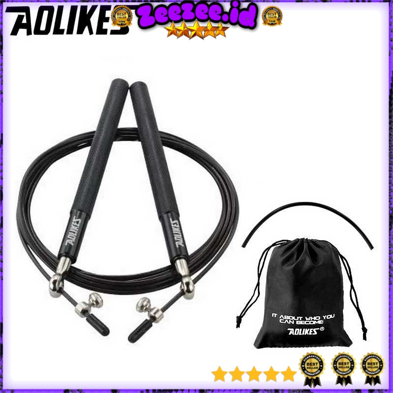 AOLIKES Tali Skipping Jump Rope Steel Wire Bearing - 3202 - Black