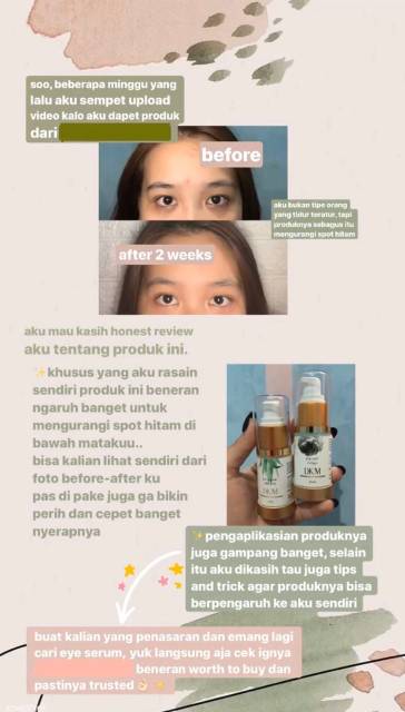 DKM Cream Eye Lift Collagen &amp; Serum BPOM kantung mata panda kerutan keriput penuaan dini