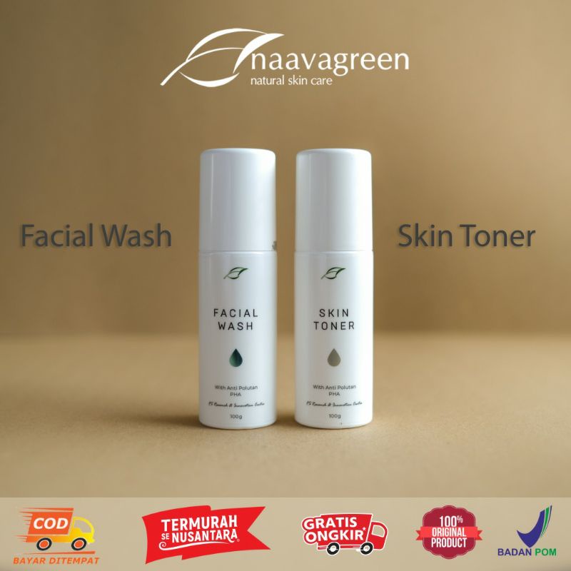 PAKET PEMBERSIH NAAVAGREEN - NAAVAGREEN FACIAL WASH - NAAVAGREEN SKIN TONER