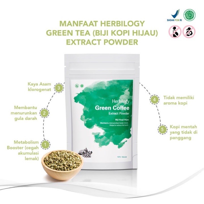 HERBILOGY GREEN COFFEE (BIJI KOPI HIJAU) EXTRACT POWDER 100Gram