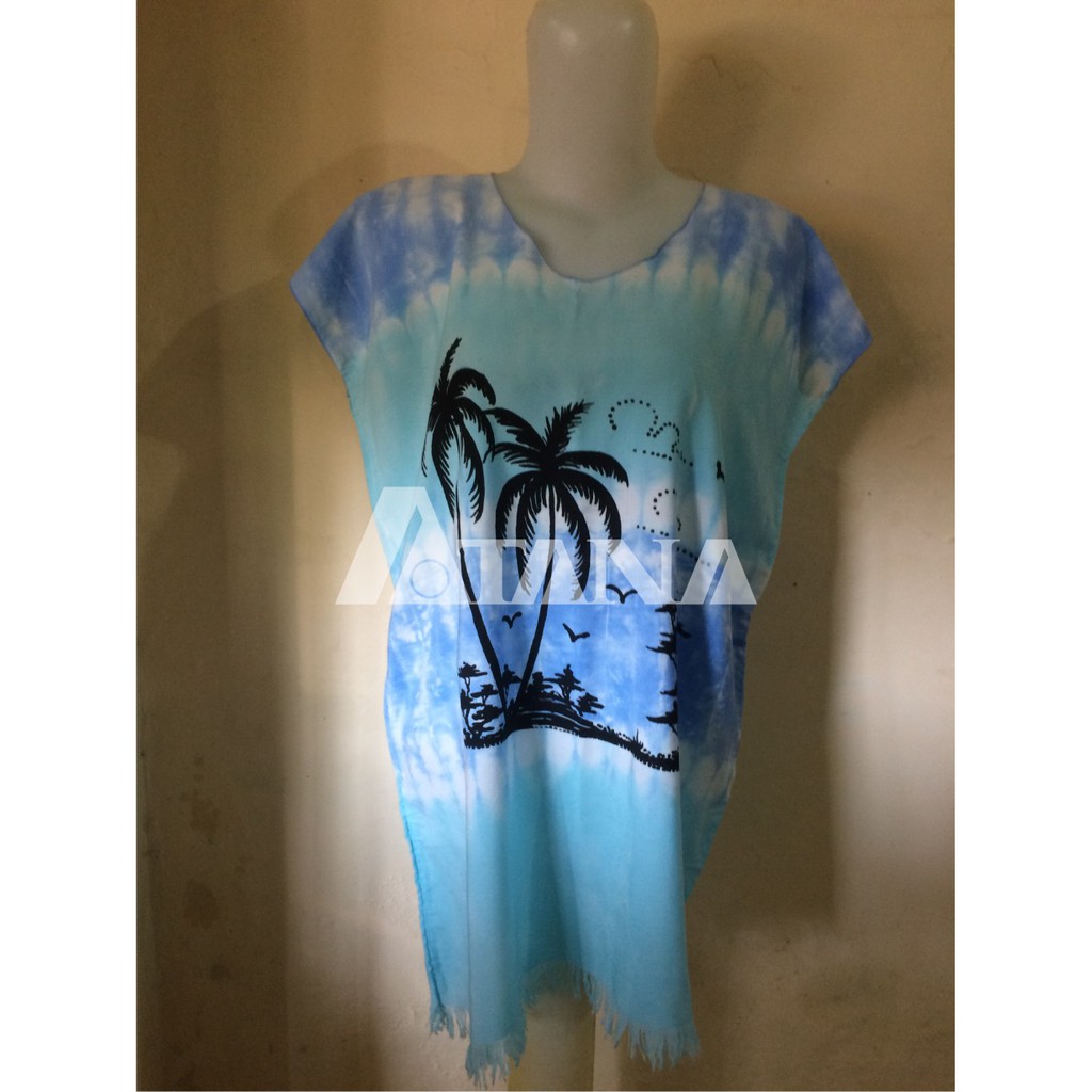 Kaos Rumbai Motif Pantai Salur Warna Biru All Size