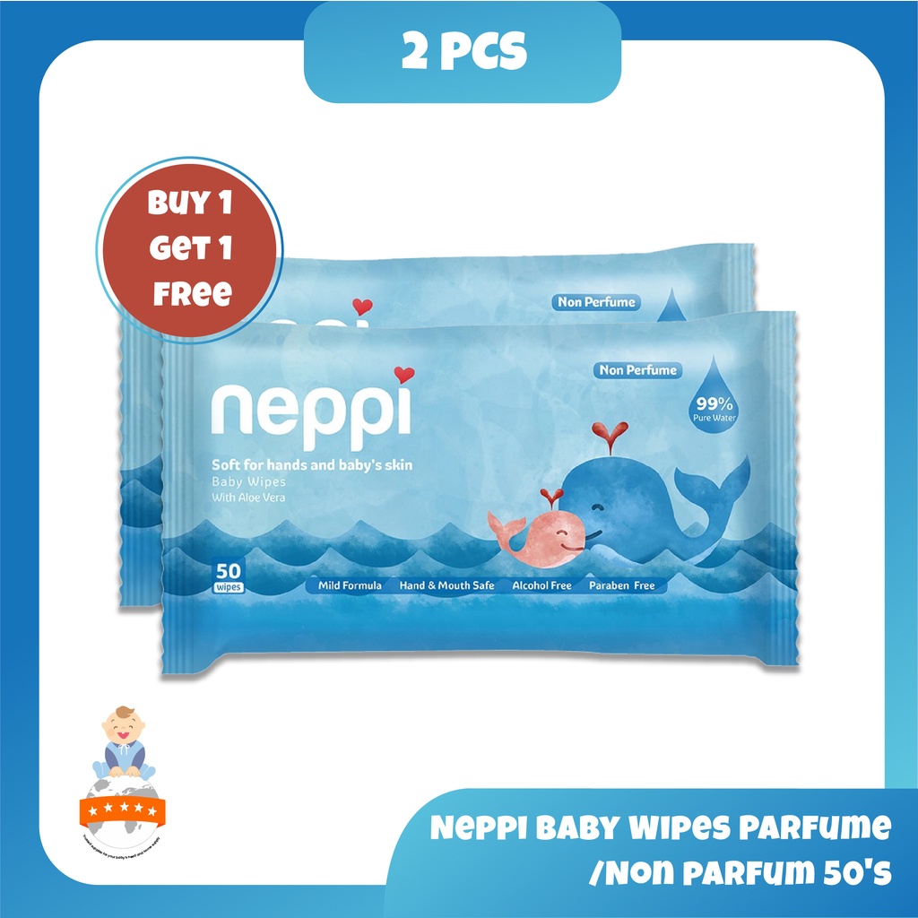 Neppi Baby Wipes Parfume / Non parfum 50's Buy 1 Get 1 (2pcs)