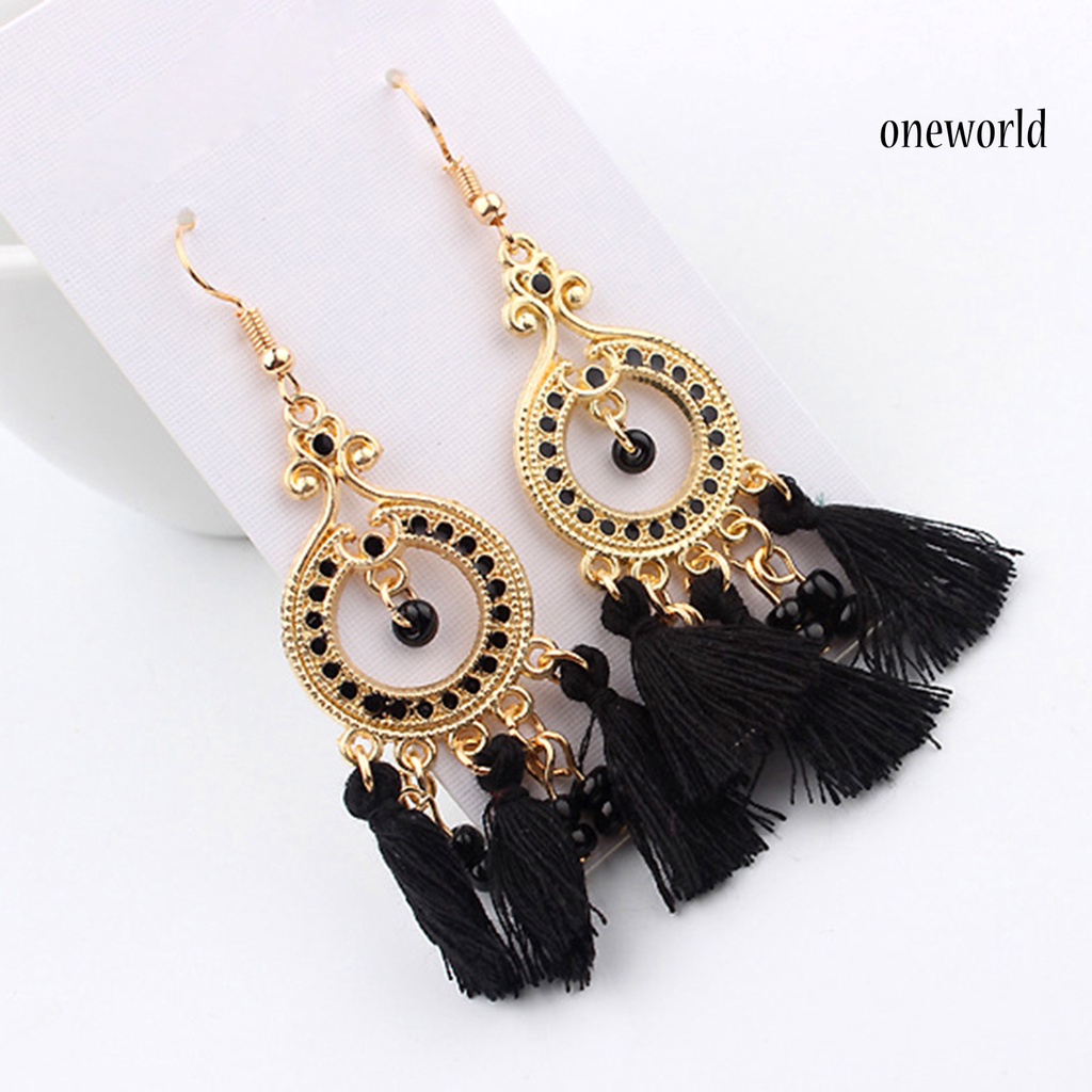 OW@ Earrings Bohemian Style Exquisite Alloy Tassels Drop Dangle Hook Earrings for Women