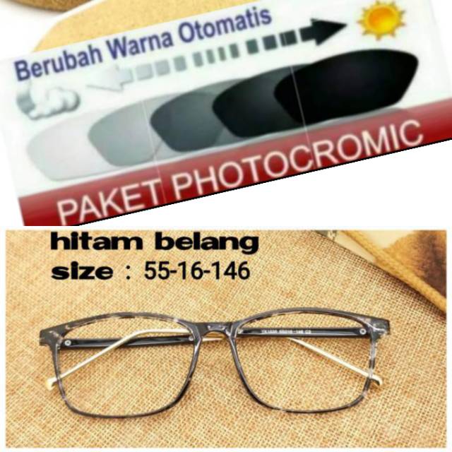 ( BAYAR COD ) PAKET HEMAT : Frame Kacamata Trendy Free Lensa Photocromic Anti Minus Dan Anti Radiasi