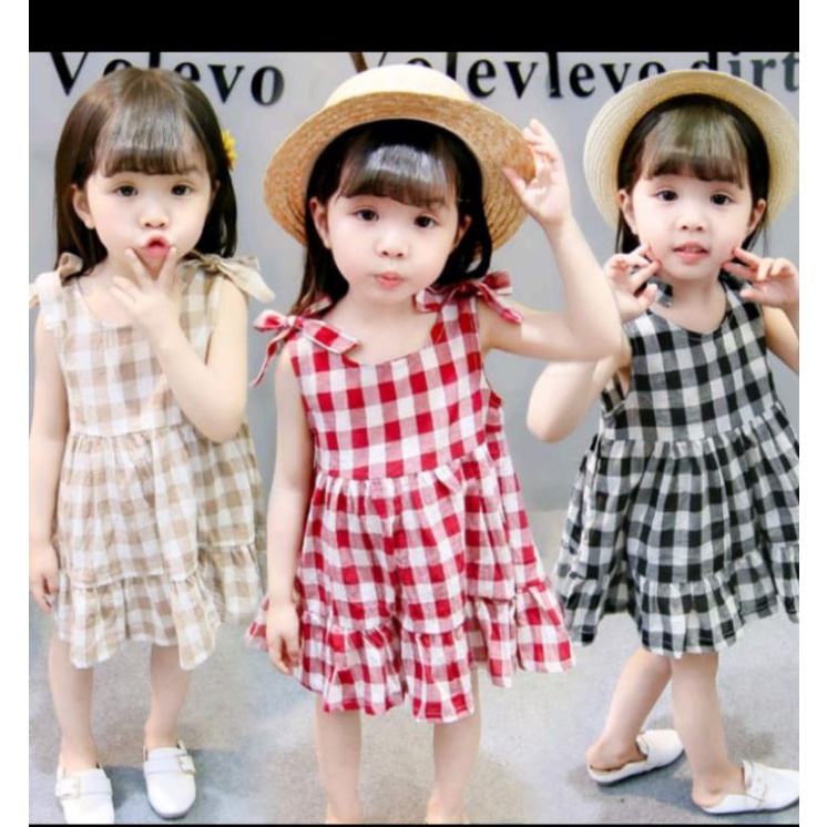 AURA dress pita anak motif kotak 1cm 4-6tahun