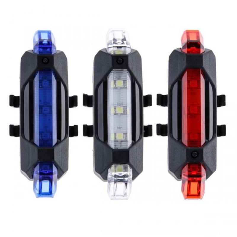 Sepeda Sepeda Gunung USB Pengisian Lampu Belakang 5LED Tahan Air Super Terang Pengisian Lampu Belakang Lampu Peringatan DC918