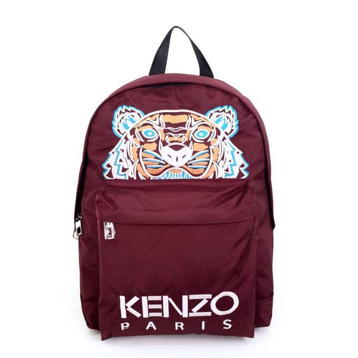 Tas Ransel Kenzo Tiger Canvas Backpack Big - Maroon Tas Ori