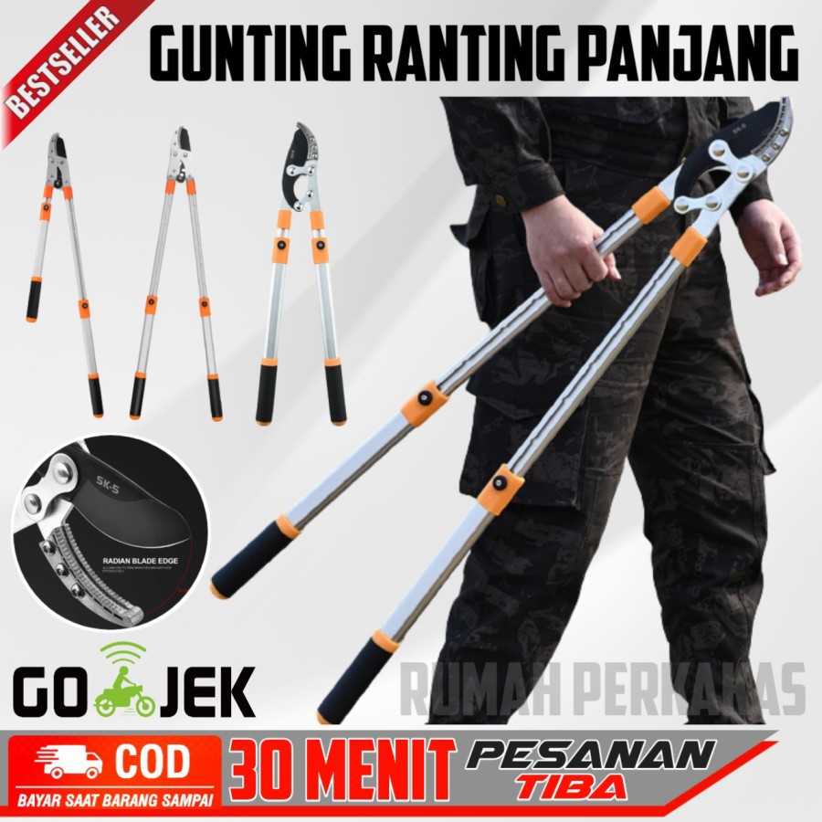 Gunting Pohon Dahan Ranting Batang Stek Bunga Taman  Pruning Telescopic Gagang Panjang Tinggi