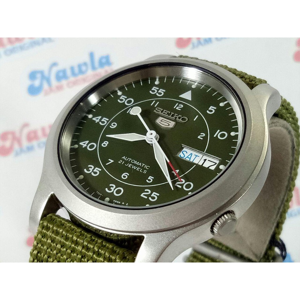 Seiko 5 Automatic SNK805K2 Green Dial &amp; Nylon Strap - Jam Tangan Pria SNK805