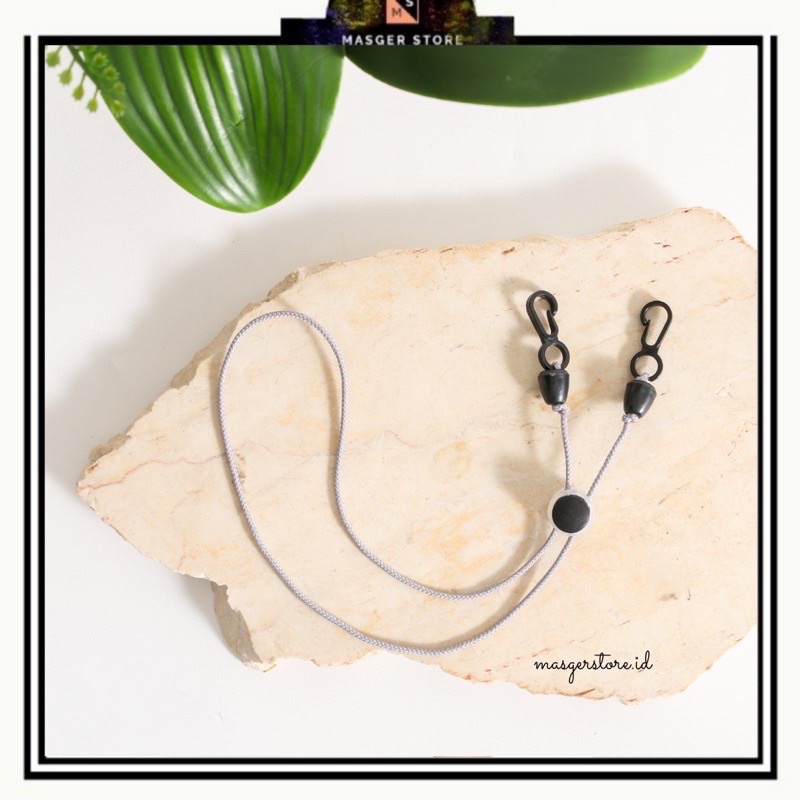 Kalung Masker Hijab 2in1 Strap Masker Elastis Stretchy Tali masker Kalung Strap Mask Hijab Strap Mask Premium-Prusik Grey