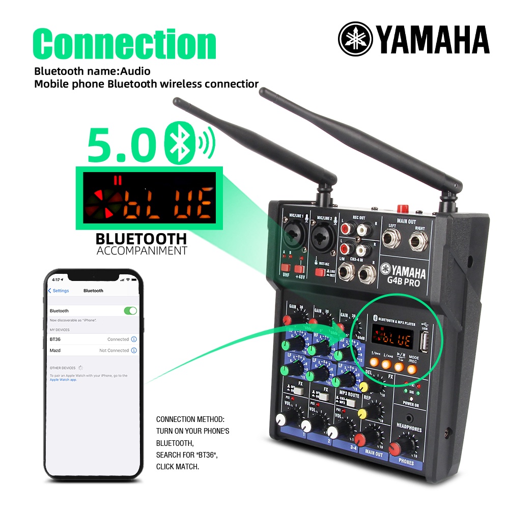 Mixer Audio Profesional  G4B-PRO Termasuk mikrofon nirkabel UHF Mendukung mode EQ fungsi perekaman Bluetooth/USB/PC/MP3 Peralatan Audio Profesional