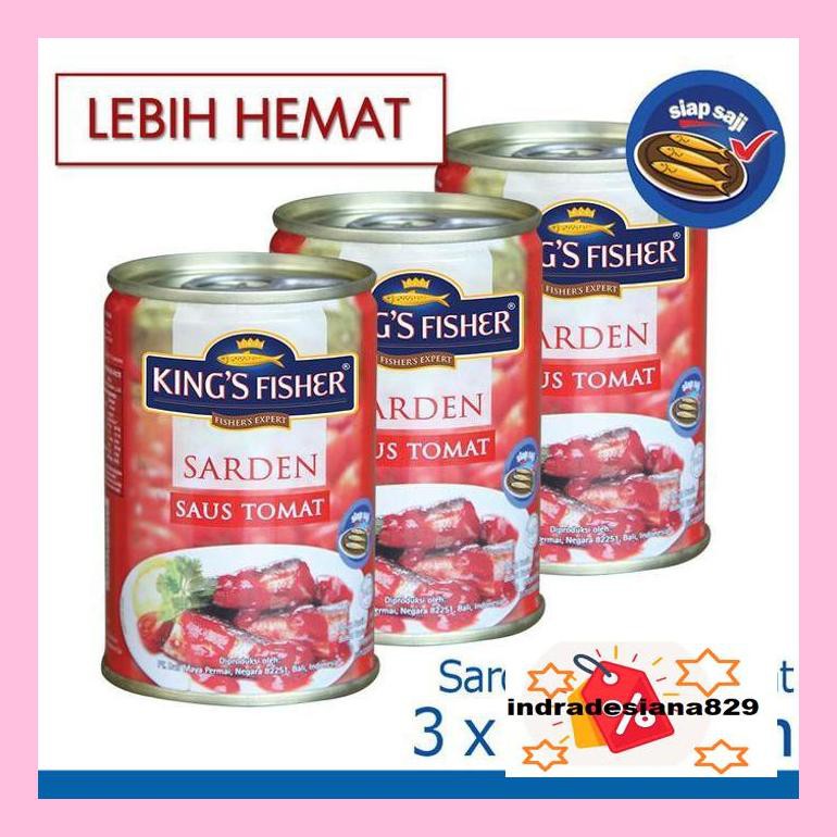 

T4Tkind King'S Fisher Paket 3 Pcs Sarden Saus Tomat 425G Makanan Kaleng Kings Sotydr4