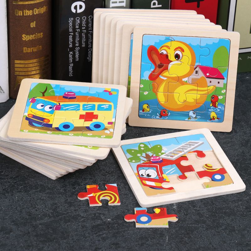 Jigsaw Puzzle Bahan Kayu Wooden Puzzle / Mainan Kayu Kartun Lucu Mencerdaskan Anak