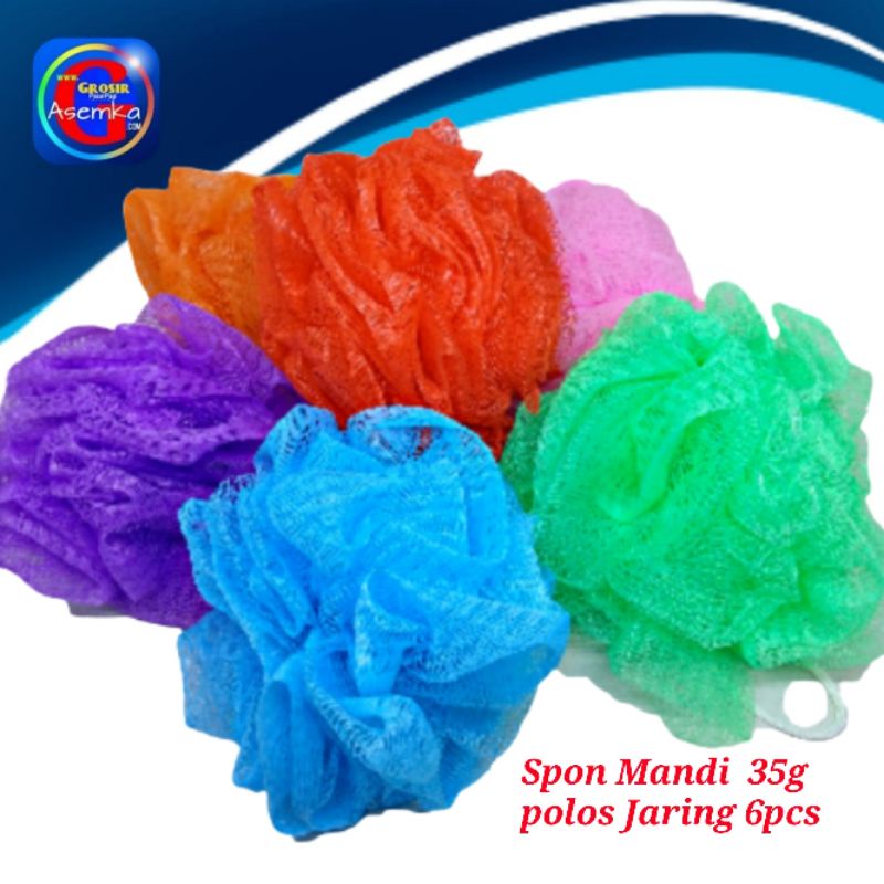 GPA Spons mandi (6pcs)Besar warna polos Bath Colorful Bath Spons Puff