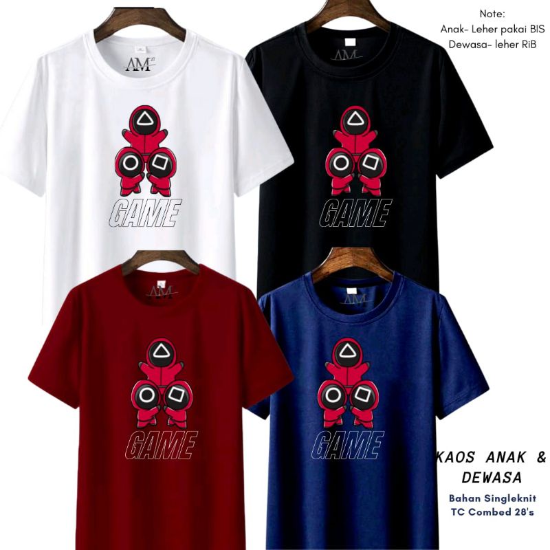 Baju Kaos Anak Cowok 3-12 tahun - Remaja- Dewasa S- 7XL-XXXL Jumbo SquidGame