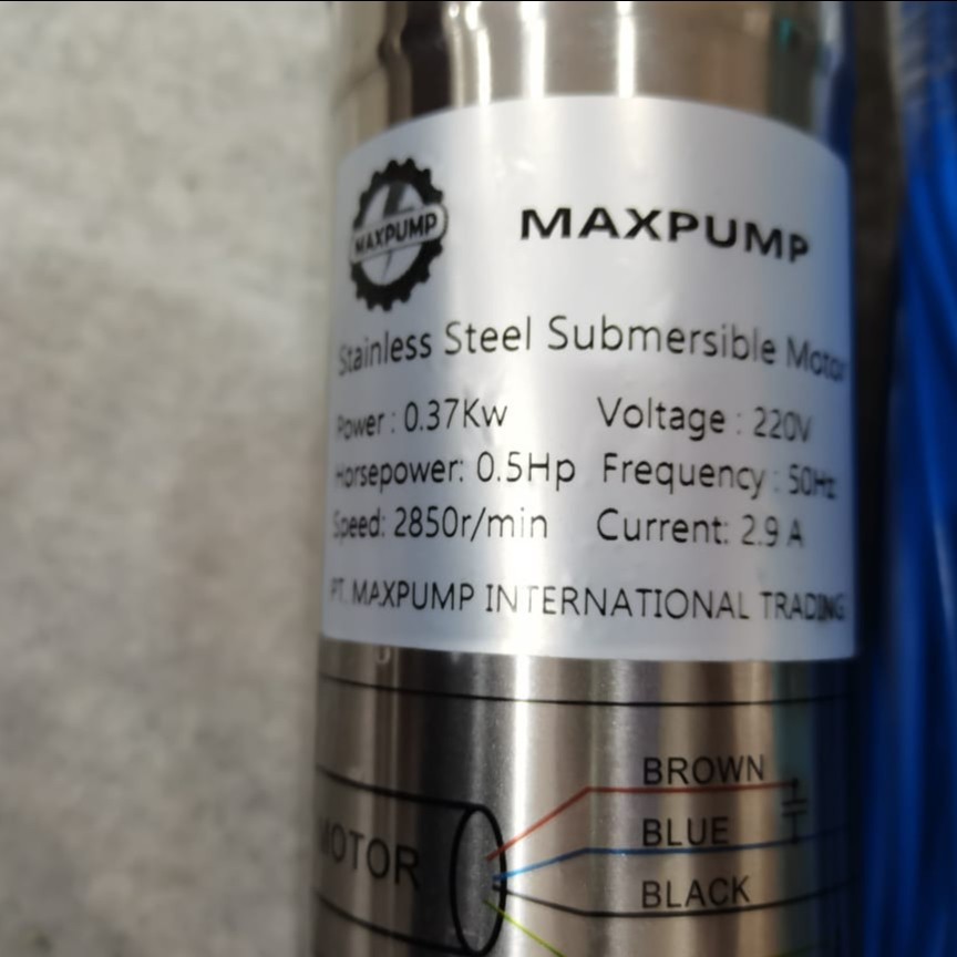 MAXPUMP 3SDM 2.5/10+KABEL 40M Pompa Satelit Submersible Pump Casing 3Inch 370wat plus Kabel Biru 40M