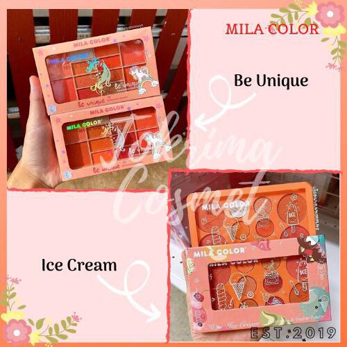 (CYBER) COD TERBARU  MILA COLOR EYESHADOW &amp; BLUSHER PALETTE (BE UNIQUE / ICE CREAM)