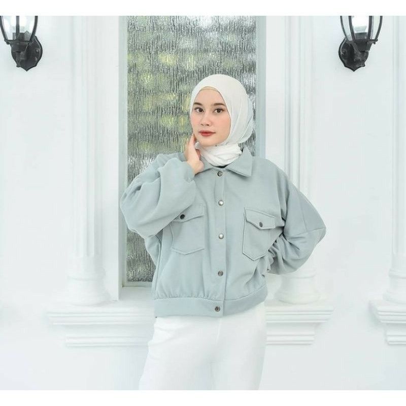 Valery Jaket // Jaket Olin // Olin Button // Jaket Button FLeece Crop-SOFTMINT