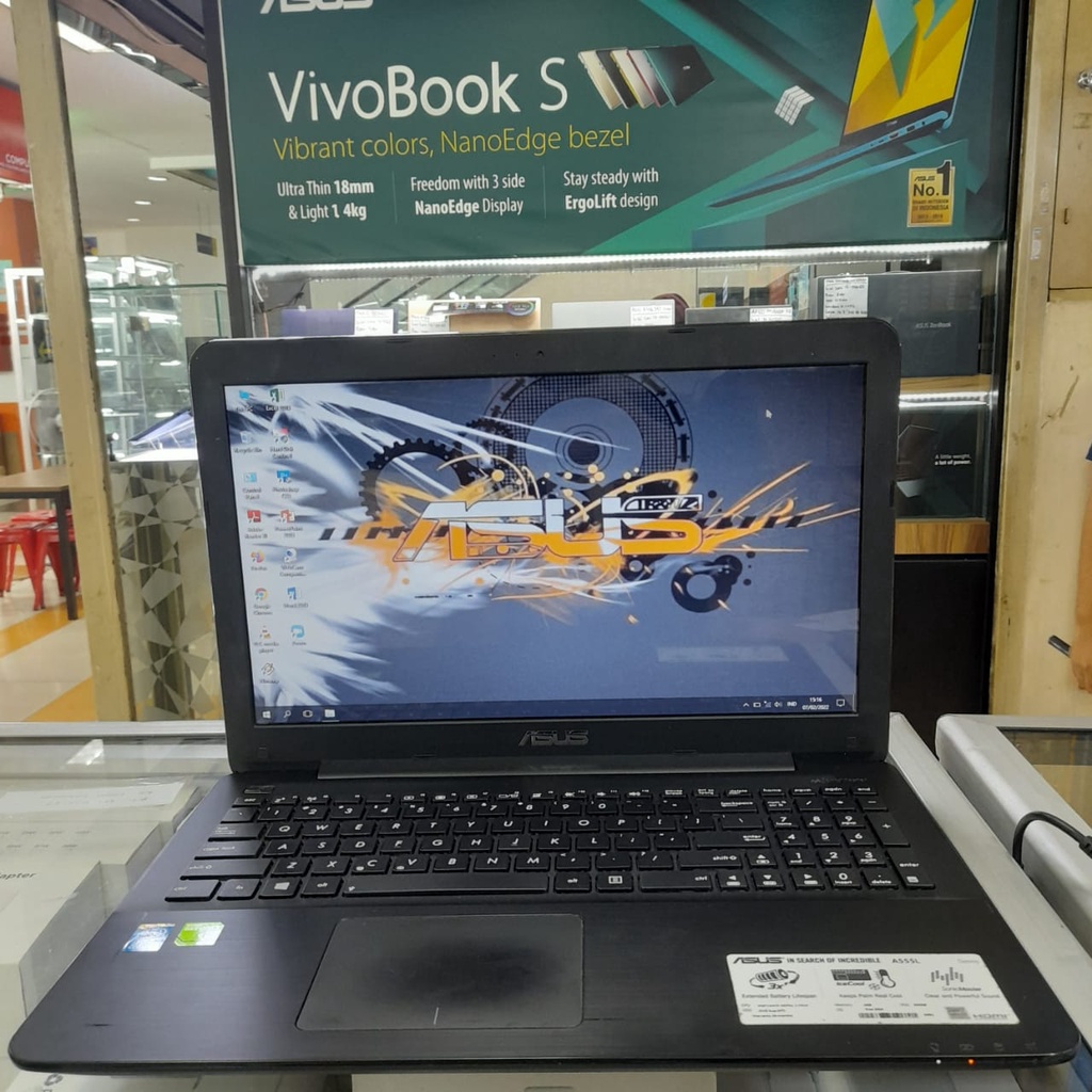 LAPTOP LEPTOP BEKAS SEKEN  SECOND DESAIN GAMING PROGRAMMER ASUS A555L CORE I3 RAM 4GB HDD 500GB VGA NVIDIA GEFORCE 2GB