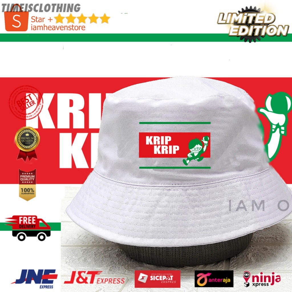 Bucket hat Krip Krip Snack Jadul 90an topi buket hat keren lucu unik terbaru polos putih klasik TIC