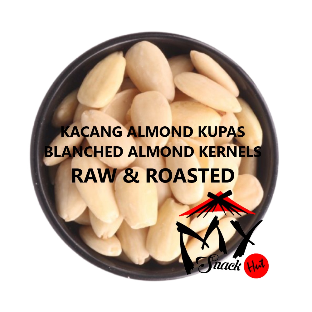 KACANG ALMOND BLANCHED 50GR - PEELED CALIFORNIA USA ALMONDS UTUH KUPAS TANPA KULIT MENTAH MATANG HALAL