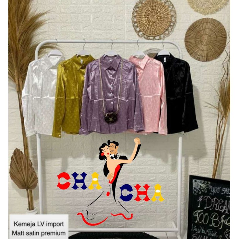 KEMEJA LV SATIN + TAS / KEMEJA SATIN EMBOSS / KEMEJA WANITA / KEMEJA IMPORT / KEMEJA EMBOSS