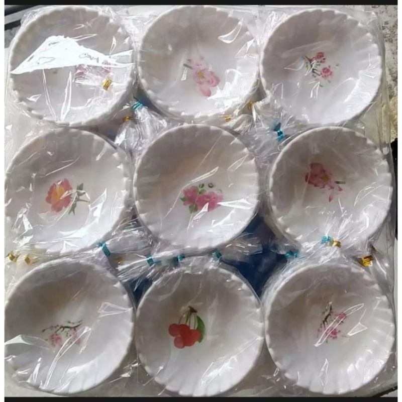 [50pcs+Bubble] Mangkok Bulat Gerigi Melamin Souvenir Dikemas Plastik