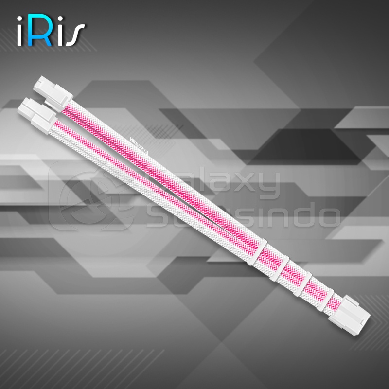 iRis ATX 4+4 Pin 8 Pin Extension Sleeved Cable - White Pink