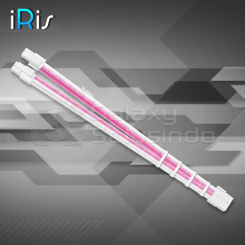 iRis ATX 4+4 Pin 8 Pin Extension Sleeved Cable - White Pink