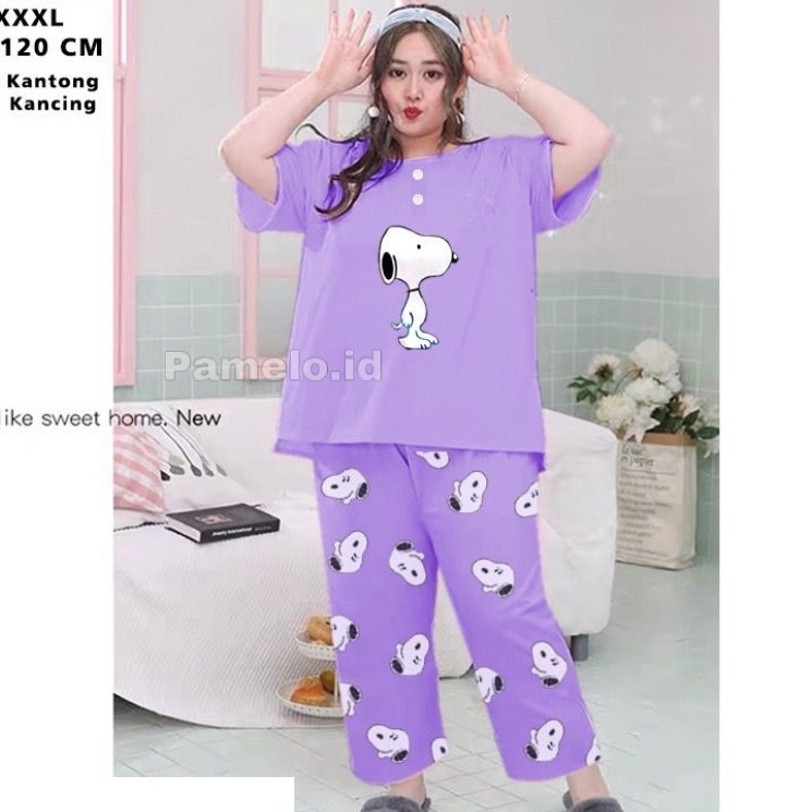 Pamelo Baju Tidur Baby doll Jumbo CP Piyama Bigsize Babydoll XXL Celana Panjang Busui Bumil CP Oversize CP Jumbo Baju Tidur Jumbo