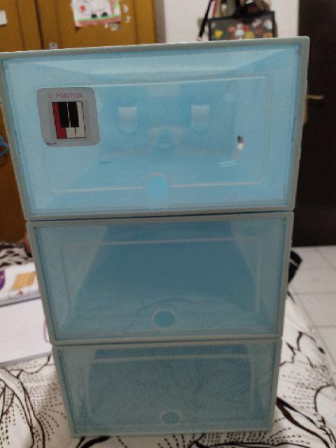 1 Set Isi (3pcs) Kotak Sepatu/sandal Transparan/flip Shoes Box/rak Sepatu