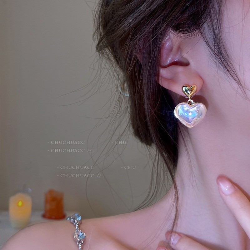 AY(CN) Anting Tusuk Gantung Desain Hati Hias Kristalmutiara Gaya Elegansimple Untuk Wanita