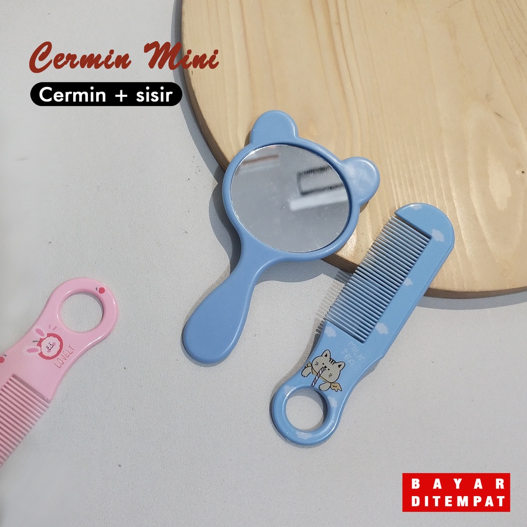 Set Cermin dan sisir cermin korea pocket size cermin rias kecil murah kaca souvenir pernikahan murah