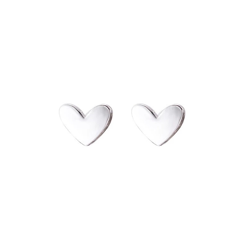 1 Pasang Anting Stud Bentuk Hati Bahan Sterling Silver Gaya Korea Untuk Wanita