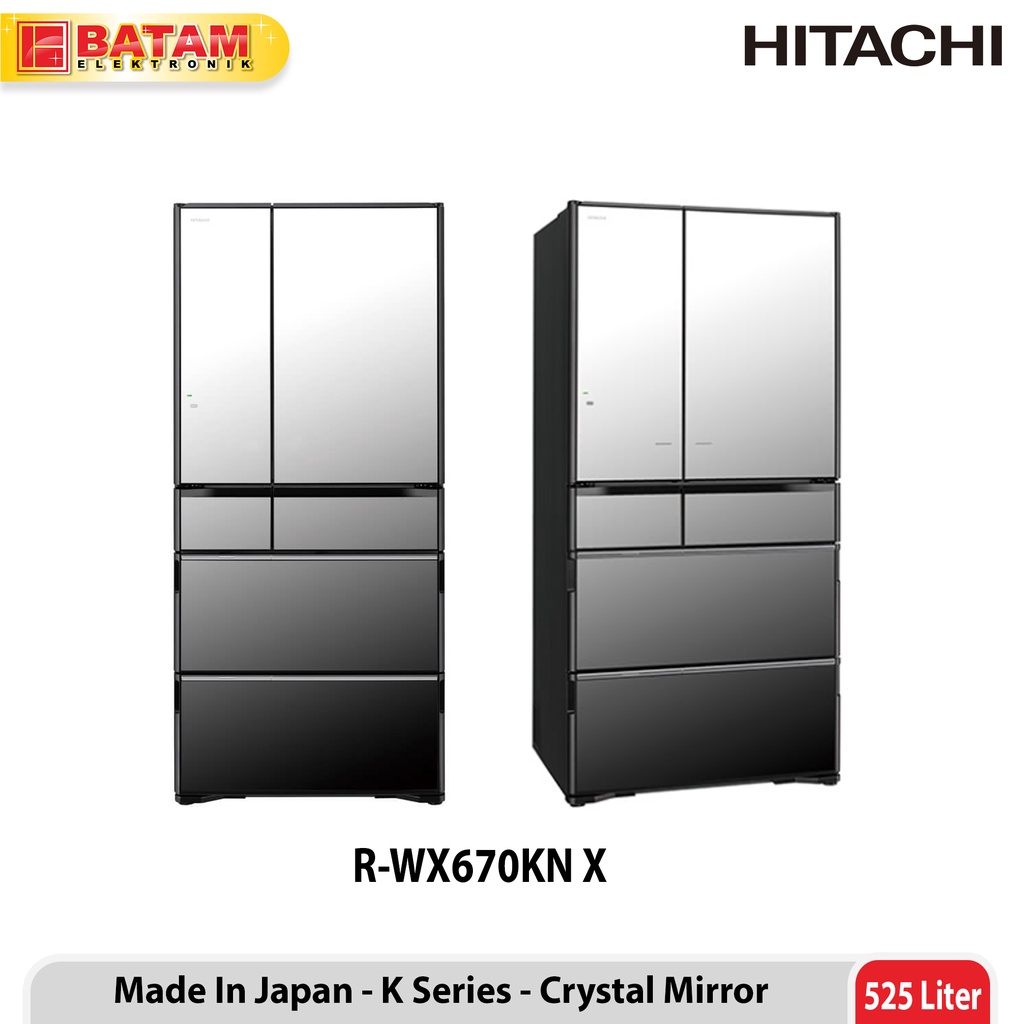 HITACHI Kulkas Multidoor Inverter 525 Liter R-WX670KN X (Crystal Mirror)