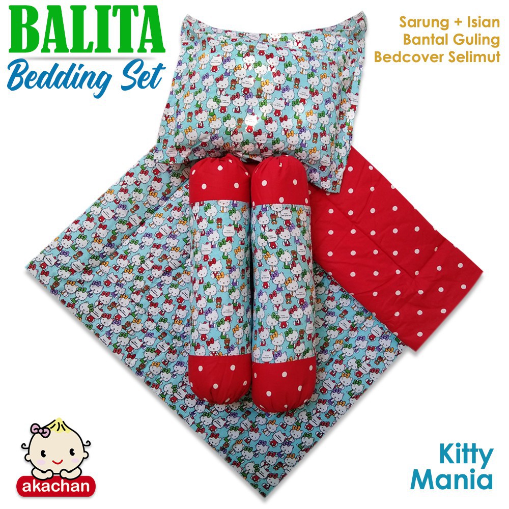 BALITA Bedding SET Bed Set Toddler Bedcover Selimut Bantal Cover Guling Alas Tidur td akachan