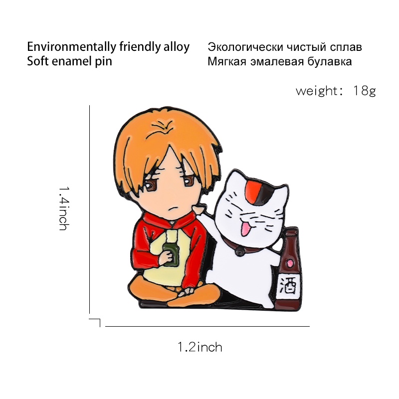 Bros Pin Desain Natsume and The Cat Untuk Aksesoris Pakaian