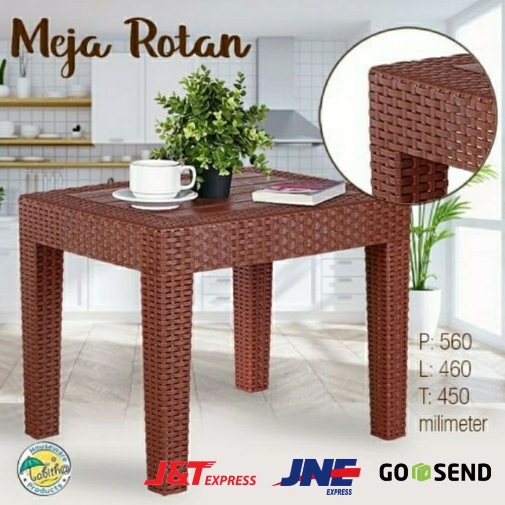 Meja Plastik motif rotan/Meja kopi/meja teras Tabitha