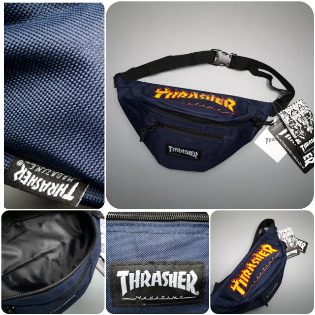 Waist Bag Thrasher Flame Logo Navy