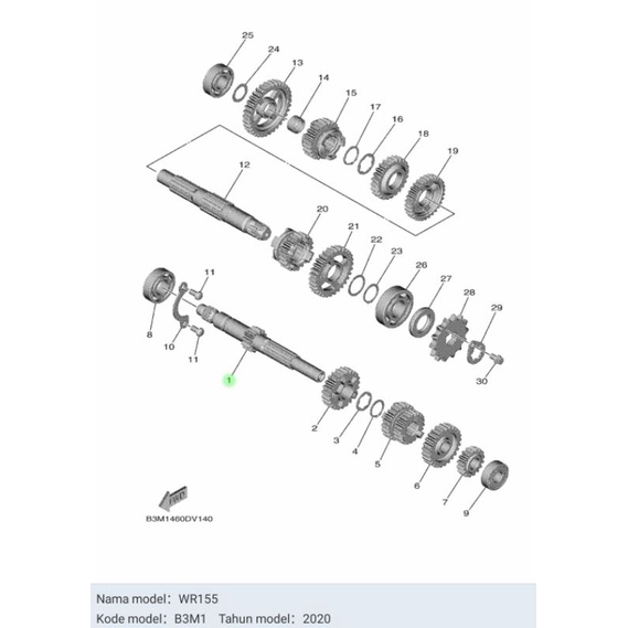 AS GIR GEAR GIGI RASIO R15 V3 MT15 WR155 WR 155 VIXION R  XSR 155 ASLI ORI YAMAHA BK6 E7411 00