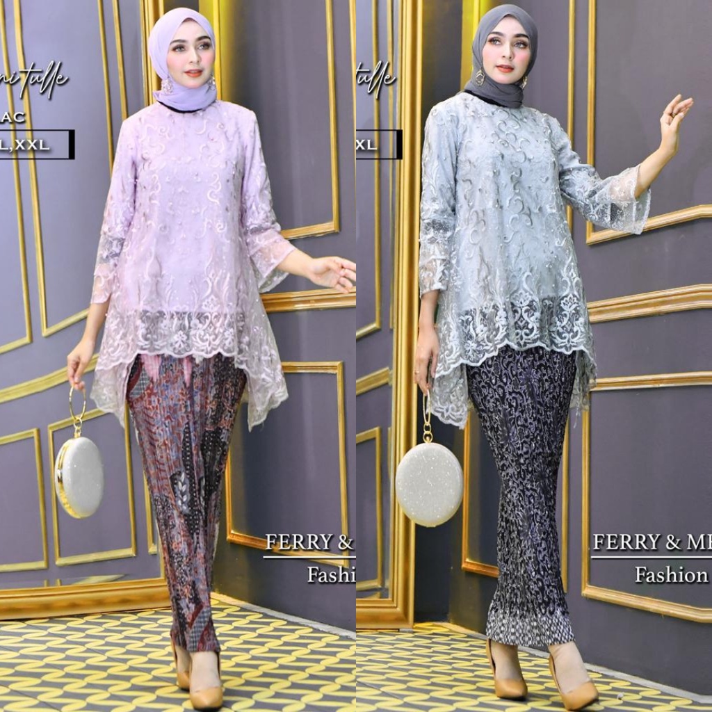 KEBAYA SETELAN RINJANI TULLE / RINJANI TILLE WARNA ROSEGOLD DAN WARNA LAINNYA